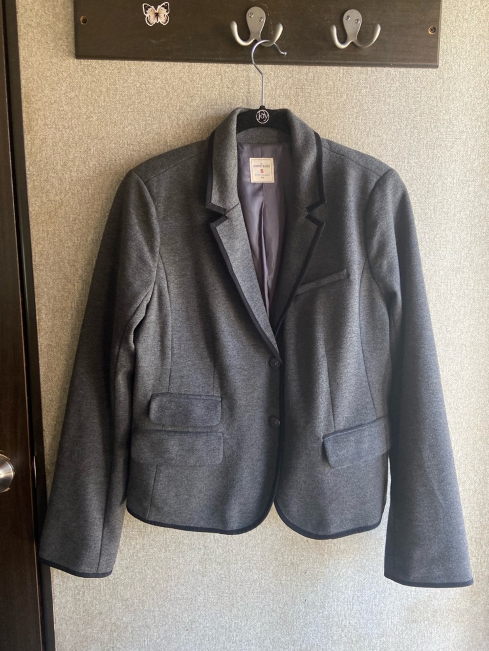 GAP academy blazer size 8 gray career business academia preppy office 2 button